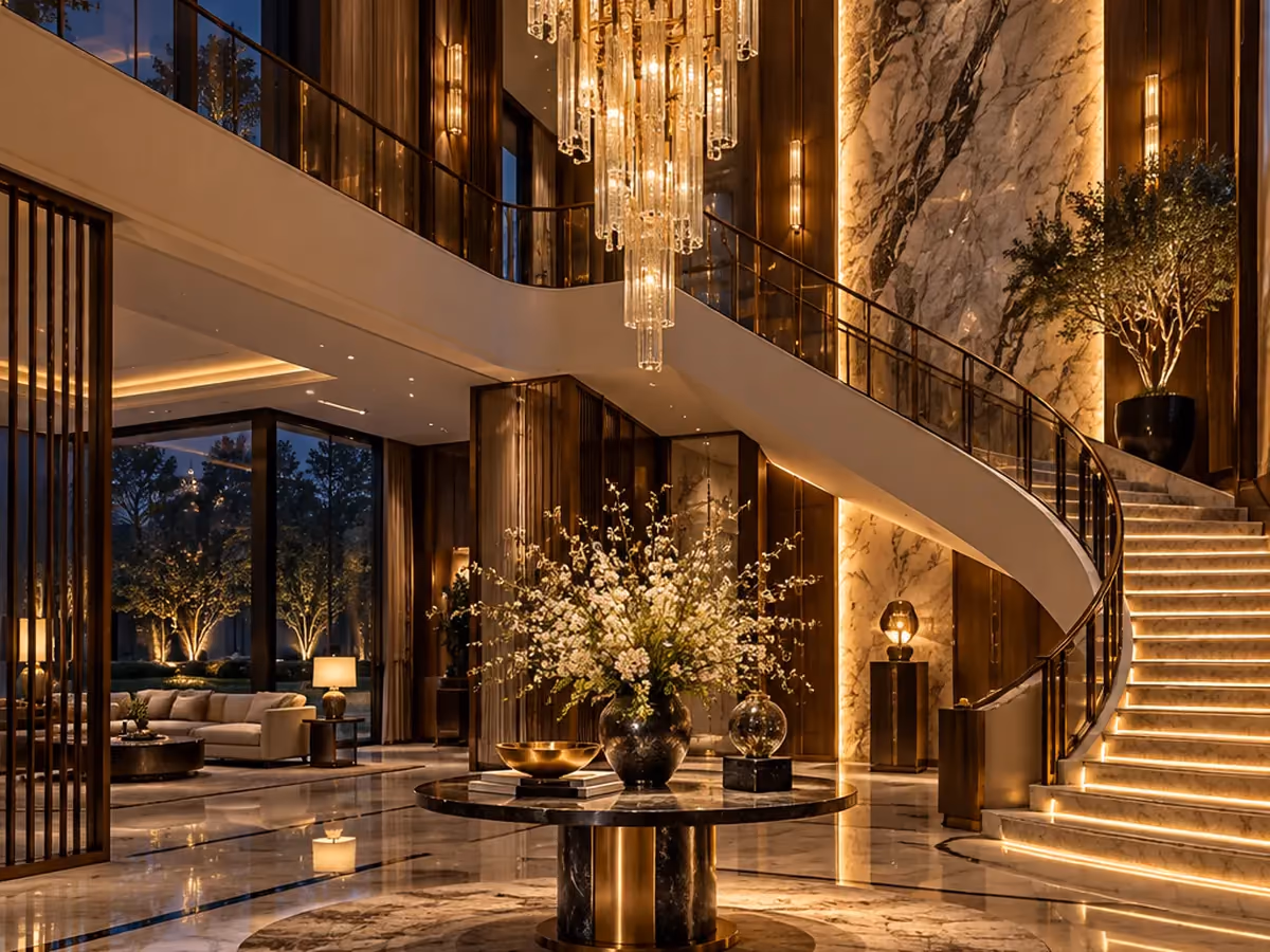 Villa Entrance & Living Lighting, Emirates Hills